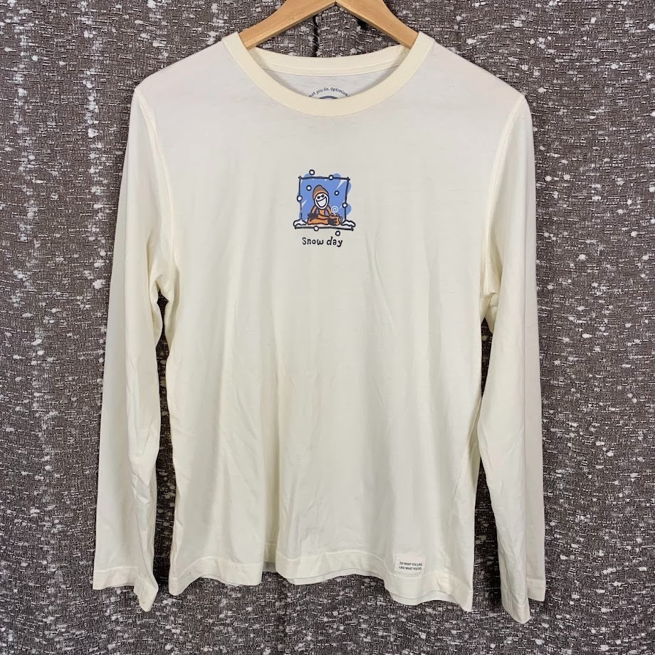 Life Is Good White Long Sleeve Shirt Snow Day Women's Medium